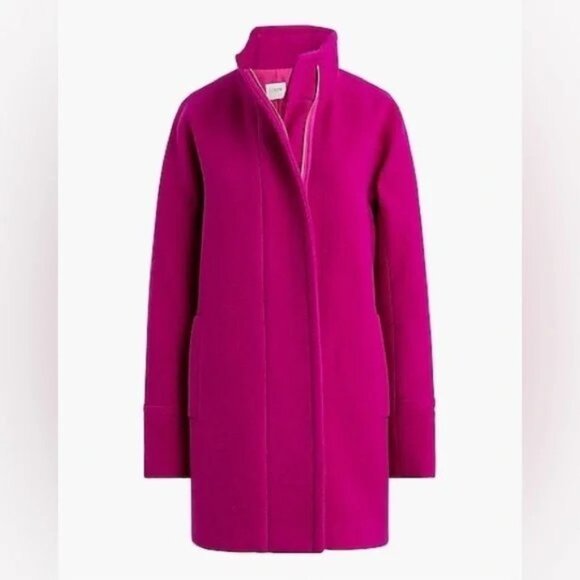 J. Crew 💜 Cocoon Coat Sz 12 in Bright Plum Italian Stadium Wool - Picture 6 of 13